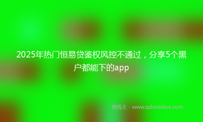 2025年热门恒易贷鉴权风控不通过，分享5个黑户都能下的app