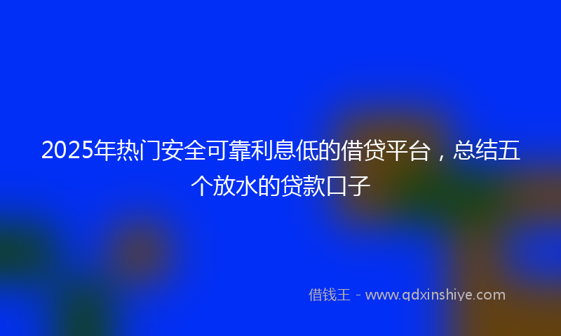 2025年热门安全可靠利息低的借贷平台，总结五个放水的贷款口子