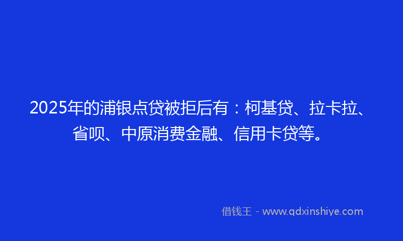 2025年的浦银点贷被拒后有：柯基贷、拉卡拉、省呗、中原消费金融、信用卡贷等。