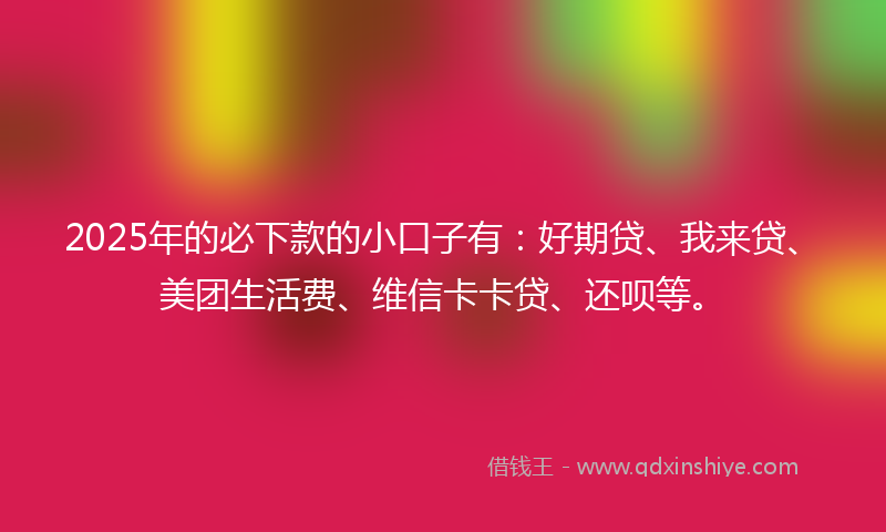 2025年的必下款的小口子有：好期贷、我来贷、美团生活费、维信卡卡贷、还呗等。