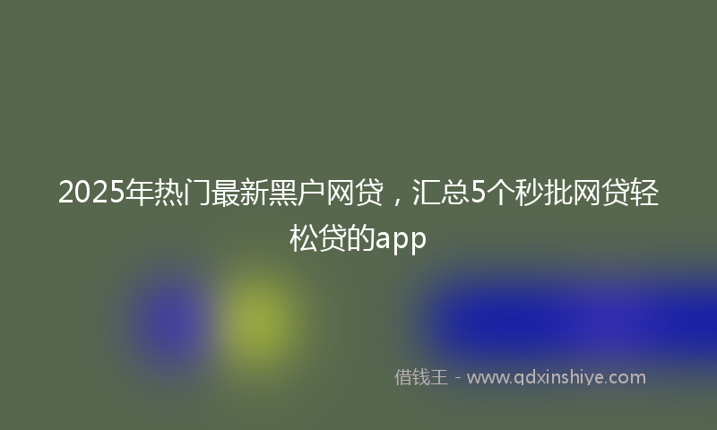 2025年热门最新黑户网贷，汇总5个秒批网贷轻松贷的app