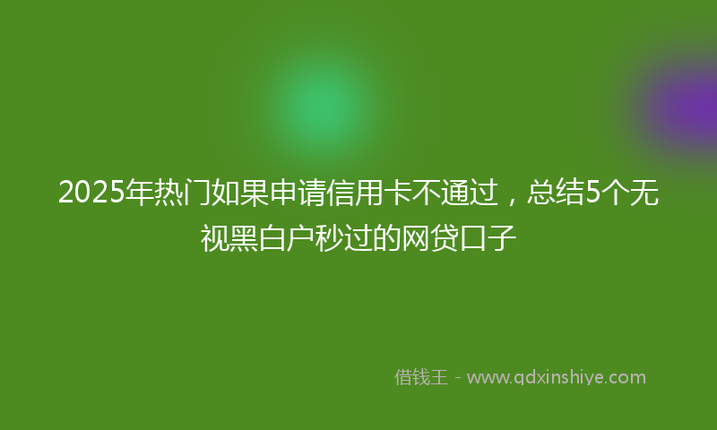 2025年热门如果申请信用卡不通过，总结5个无视黑白户秒过的网贷口子