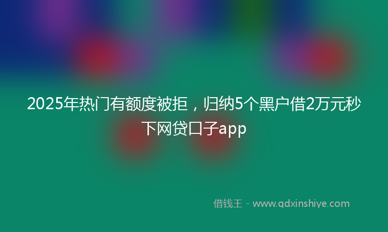 2025年热门有额度被拒，归纳5个黑户借2万元秒下网贷口子app