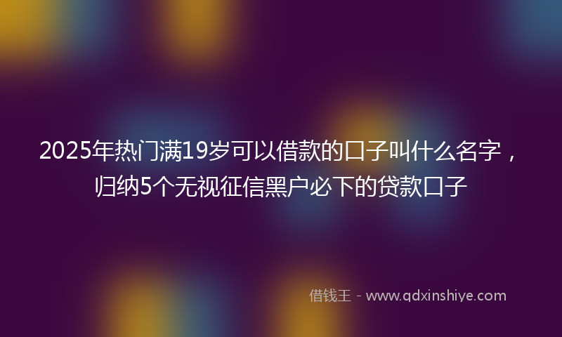 2025年热门满19岁可以借款的口子叫什么名字，归纳5个无视征信黑户必下的贷款口子