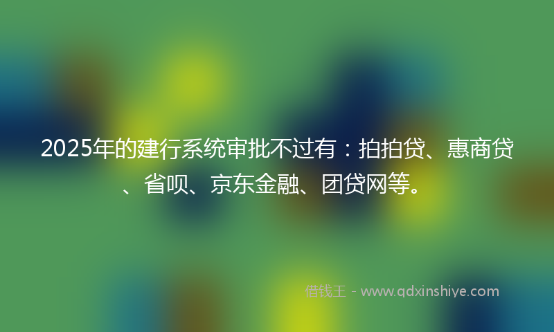 2025年的建行系统审批不过有：拍拍贷、惠商贷、省呗、京东金融、团贷网等。