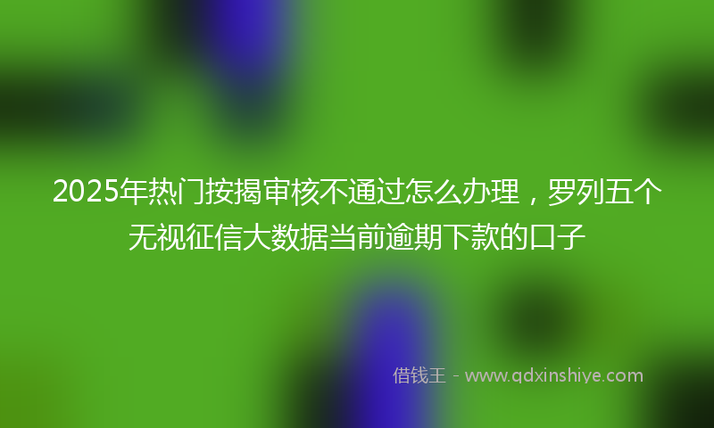 2025年热门按揭审核不通过怎么办理，罗列五个无视征信大数据当前逾期下款的口子