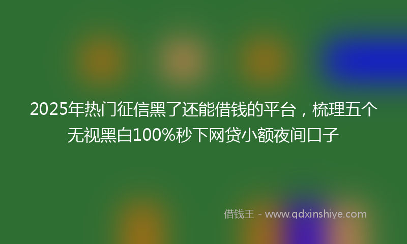 2025年热门征信黑了还能借钱的平台，梳理五个无视黑白100%秒下网贷小额夜间口子