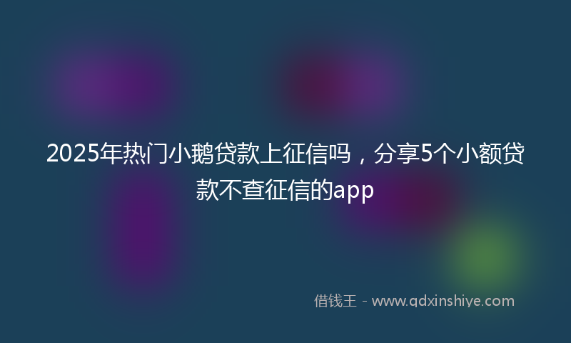 2025年热门小鹅贷款上征信吗，分享5个小额贷款不查征信的app