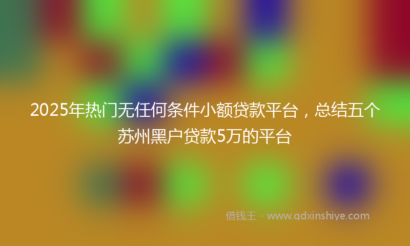 2025年热门无任何条件小额贷款平台，总结五个苏州黑户贷款5万的平台