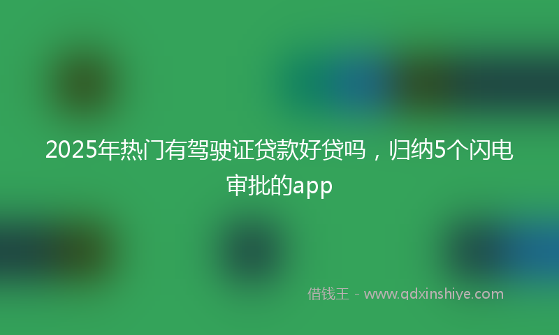 2025年热门有驾驶证贷款好贷吗，归纳5个闪电审批的app