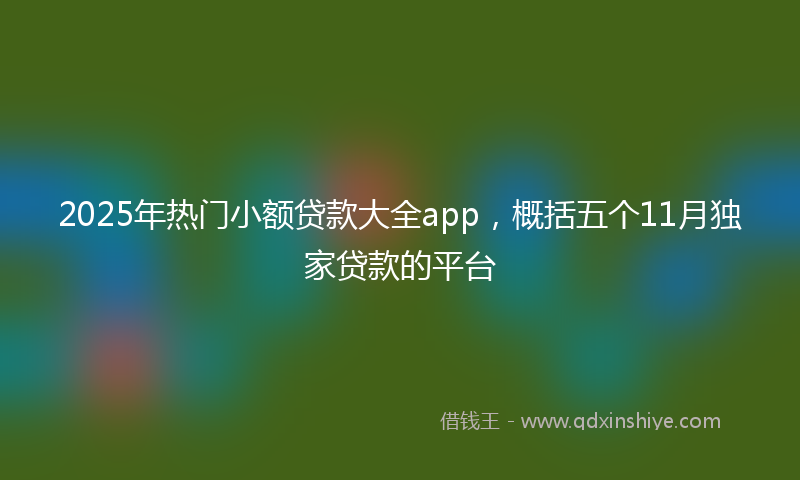 2025年热门小额贷款大全app，概括五个11月独家贷款的平台