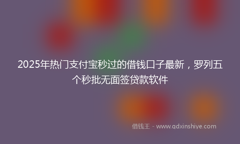 2025年热门支付宝秒过的借钱口子最新，罗列五个秒批无面签贷款软件