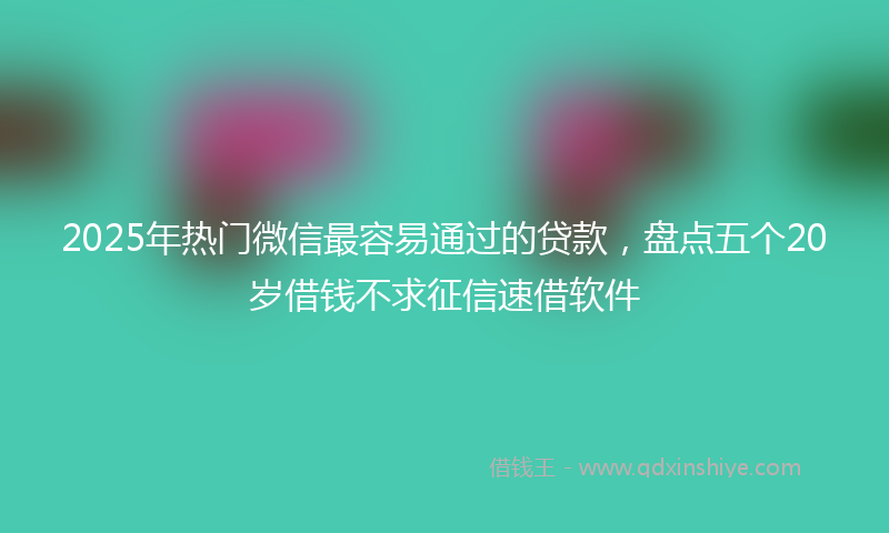 2025年热门微信最容易通过的贷款，盘点五个20岁借钱不求征信速借软件