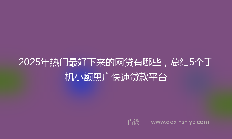 2025年热门最好下来的网贷有哪些，总结5个手机小额黑户快速贷款平台