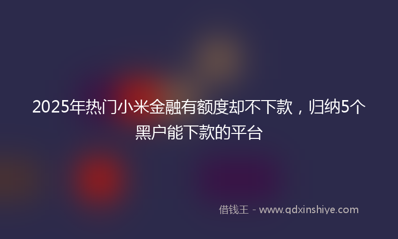 2025年热门小米金融有额度却不下款，归纳5个黑户能下款的平台
