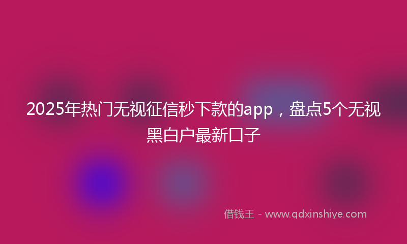 2025年热门无视征信秒下款的app，盘点5个无视黑白户最新口子