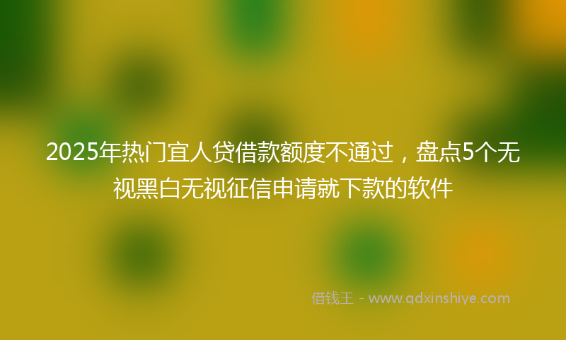 2025年热门宜人贷借款额度不通过，盘点5个无视黑白无视征信申请就下款的软件