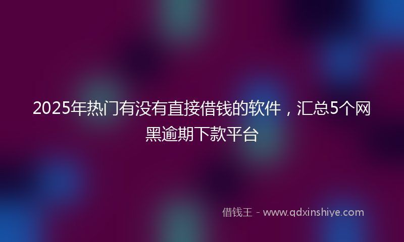 2025年热门有没有直接借钱的软件，汇总5个网黑逾期下款平台