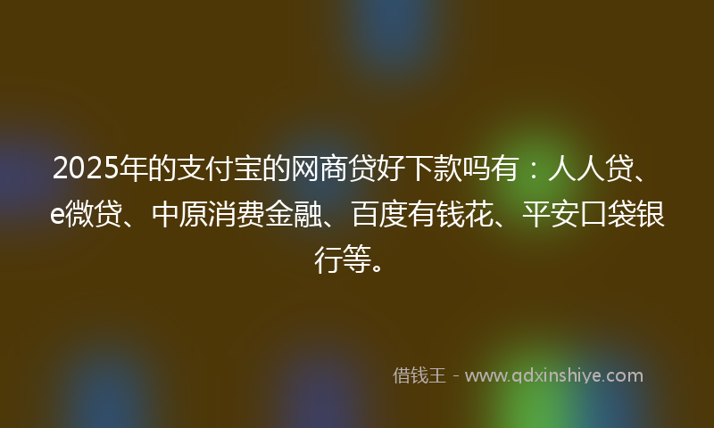 2025年的支付宝的网商贷好下款吗有：人人贷、e微贷、中原消费金融、百度有钱花、平安口袋银行等。