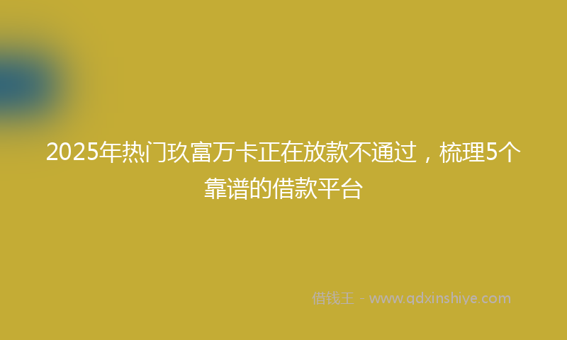 2025年热门玖富万卡正在放款不通过，梳理5个靠谱的借款平台