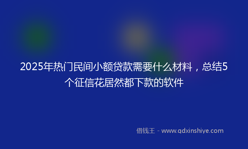 2025年热门民间小额贷款需要什么材料，总结5个征信花居然都下款的软件