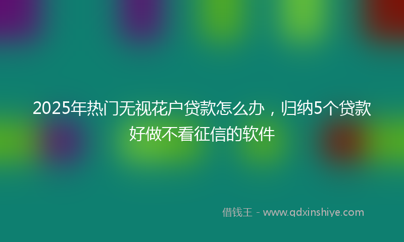 2025年热门无视花户贷款怎么办，归纳5个贷款好做不看征信的软件