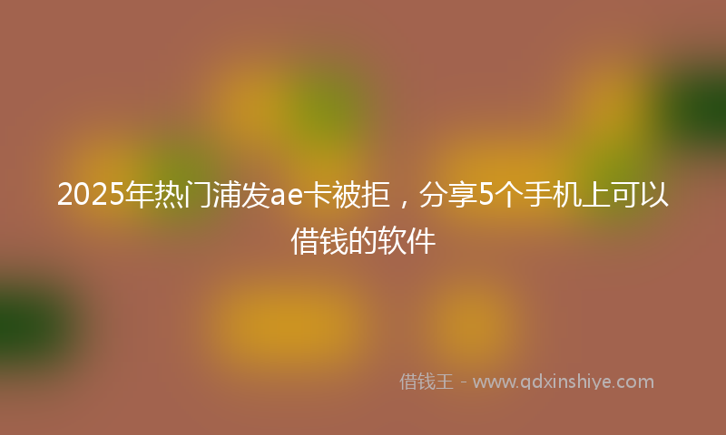 2025年热门浦发ae卡被拒，分享5个手机上可以借钱的软件