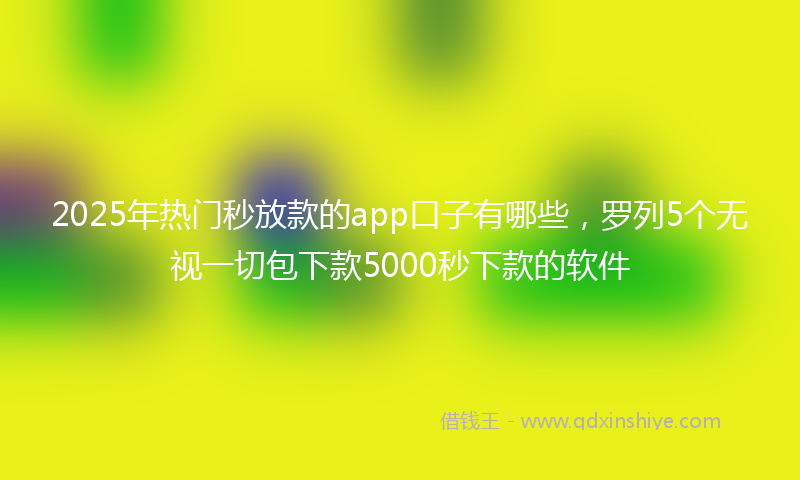 2025年热门秒放款的app口子有哪些，罗列5个无视一切包下款5000秒下款的软件