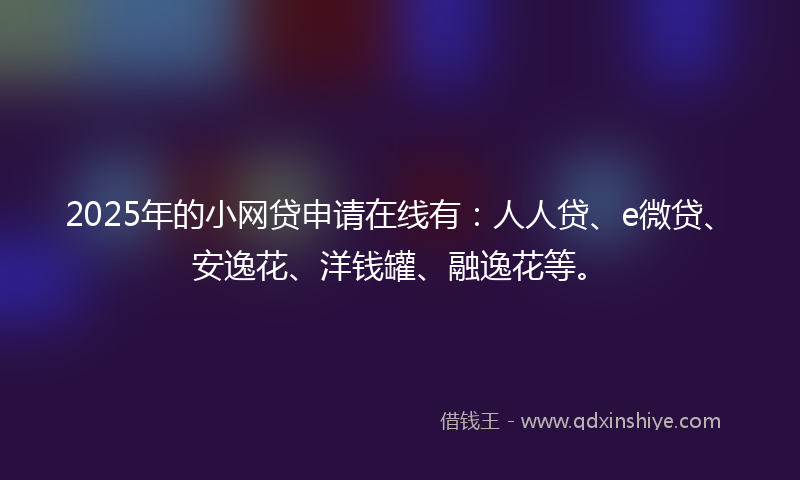 2025年的小网贷申请在线有：人人贷、e微贷、安逸花、洋钱罐、融逸花等。