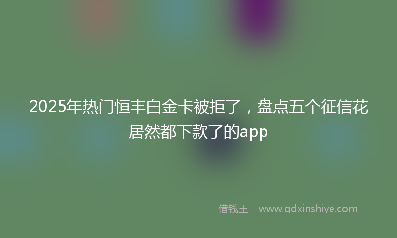 2025年热门恒丰白金卡被拒了，盘点五个征信花居然都下款了的app