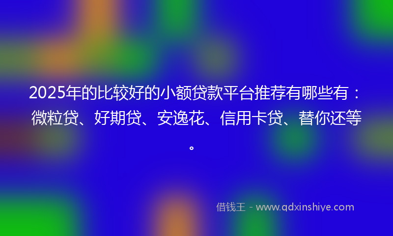 2025年的比较好的小额贷款平台推荐有哪些有：微粒贷、好期贷、安逸花、信用卡贷、替你还等。
