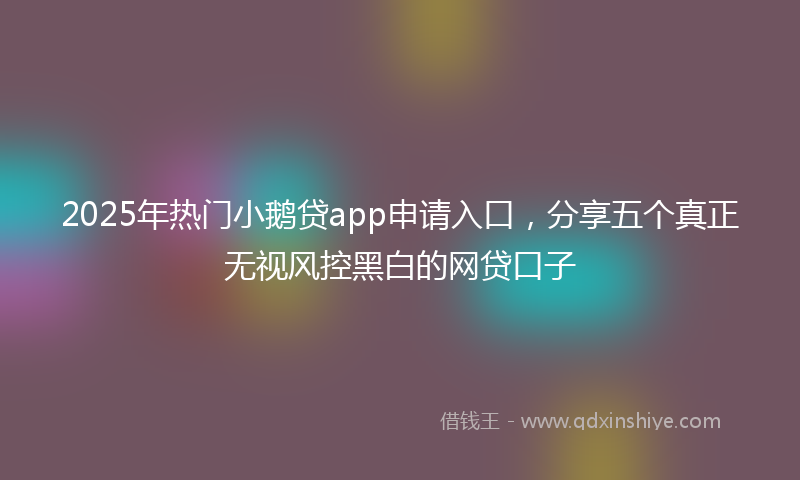 2025年热门小鹅贷app申请入口，分享五个真正无视风控黑白的网贷口子