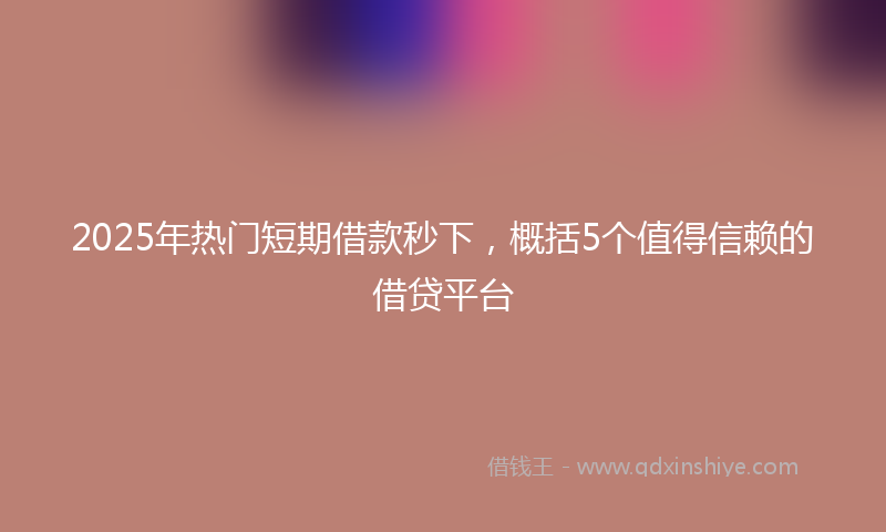 2025年热门短期借款秒下,概括5个值得信赖的借贷平台