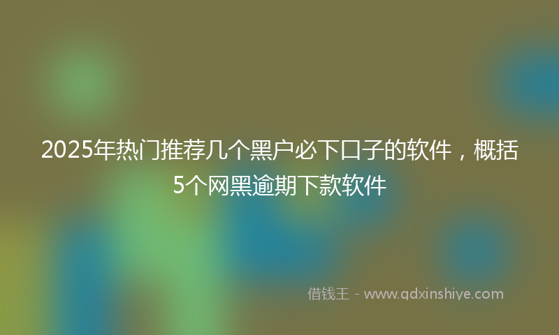 2025年热门推荐几个黑户必下口子的软件，概括5个网黑逾期下款软件