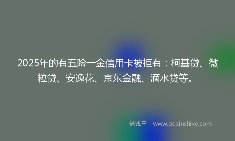 2025年的有五险一金信用卡被拒有：柯基贷、微粒贷、安逸花、京东金融、滴水贷等。