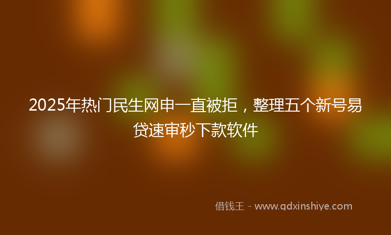 2025年热门民生网申一直被拒，整理五个新号易贷速审秒下款软件