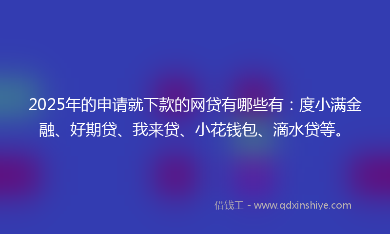 2025年的申请就下款的网贷有哪些有：度小满金融、好期贷、我来贷、小花钱包、滴水贷等。