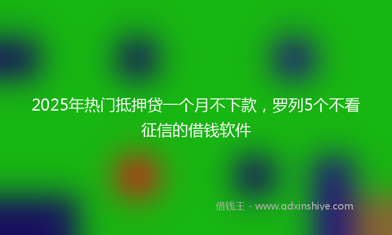 2025年热门抵押贷一个月不下款，罗列5个不看征信的借钱软件