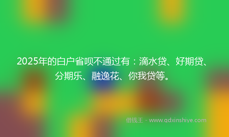 2025年的白户省呗不通过有：滴水贷、好期贷、分期乐、融逸花、你我贷等。