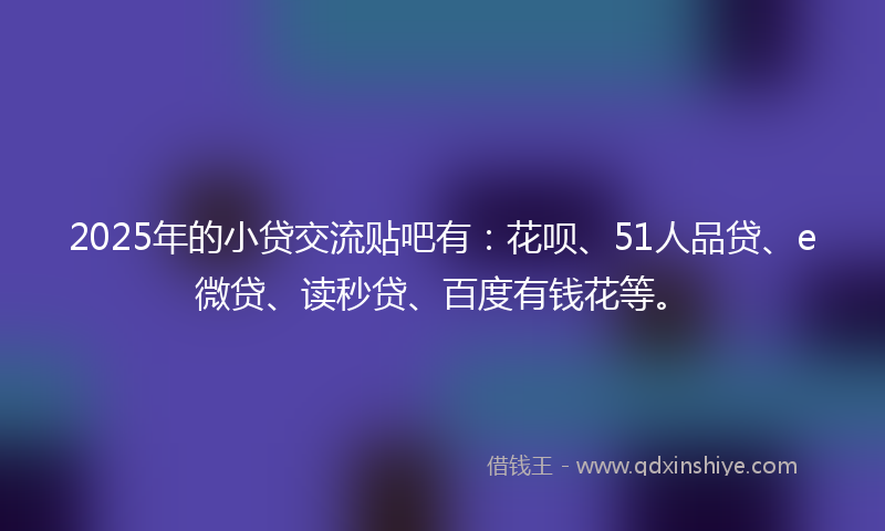 2025年的小贷交流贴吧有：花呗、51人品贷、e微贷、读秒贷、百度有钱花等。