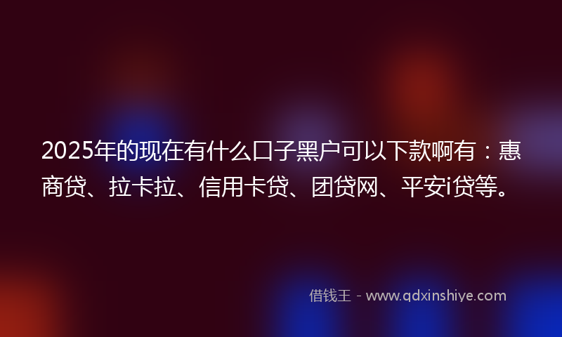 2025年的现在有什么口子黑户可以下款啊有：惠商贷、拉卡拉、信用卡贷、团贷网、平安i贷等。