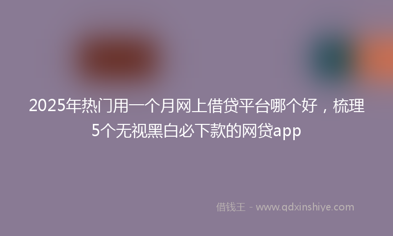 2025年热门用一个月网上借贷平台哪个好，梳理5个无视黑白必下款的网贷app