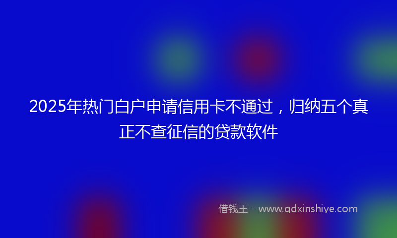 2025年热门白户申请信用卡不通过，归纳五个真正不查征信的贷款软件