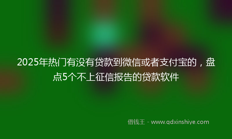 2025年热门有没有贷款到微信或者支付宝的，盘点5个不上征信报告的贷款软件