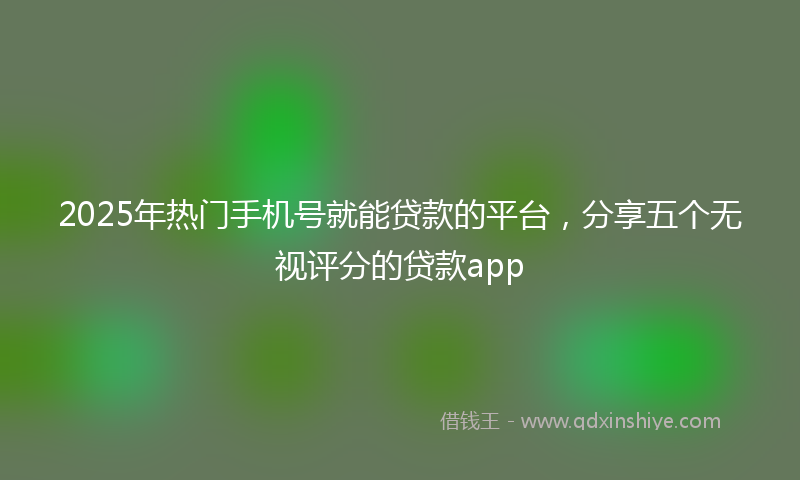 2025年热门手机号就能贷款的平台，分享五个无视评分的贷款app