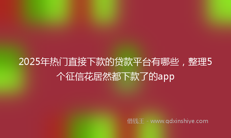 2025年热门直接下款的贷款平台有哪些，整理5个征信花居然都下款了的app