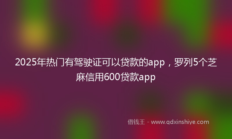2025年热门有驾驶证可以贷款的app，罗列5个芝麻信用600贷款app