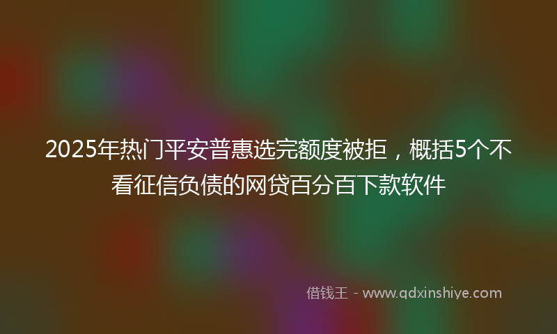 2025年热门平安普惠选完额度被拒,概括5个不看征信负债的网贷百分百下款软件