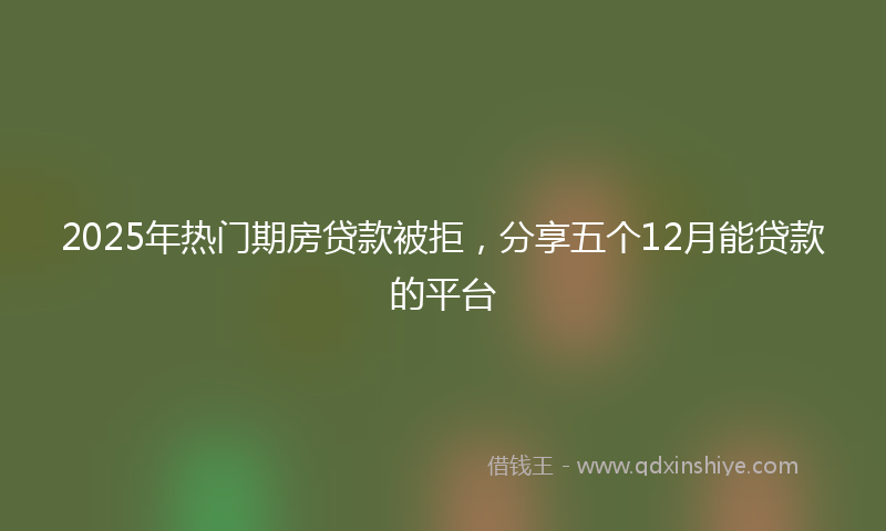 2025年热门期房贷款被拒，分享五个12月能贷款的平台