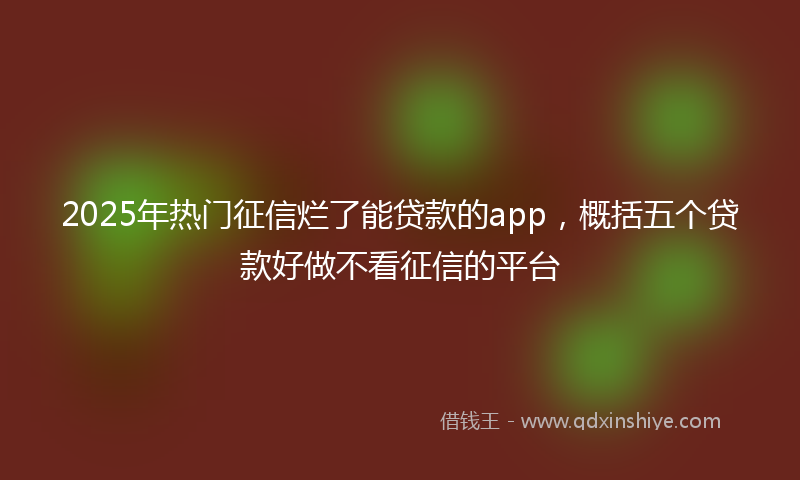 2025年热门征信烂了能贷款的app，概括五个贷款好做不看征信的平台